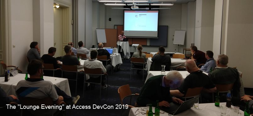 The Lounge Evening at Access DevCon 2019 photographed form the audience