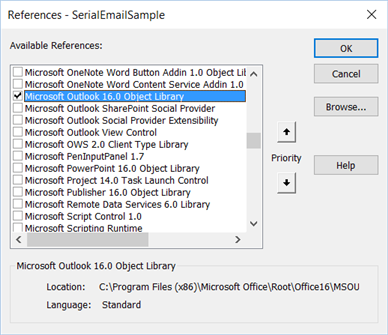 Add Reference to Outlook Object Library