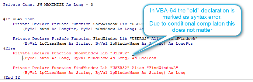 Syntax error higlighting in x64 VBA