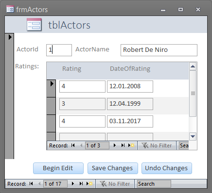 Access master-detail-form with transaction handling