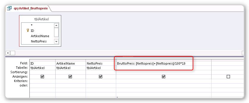 Hinzufügen und Bearbeiten von Tabellen in der Datenbank