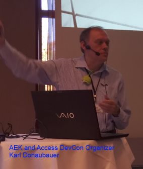 Karl Donaubauer, AEK and Access DevCon organizer delivering a presentation at AEK