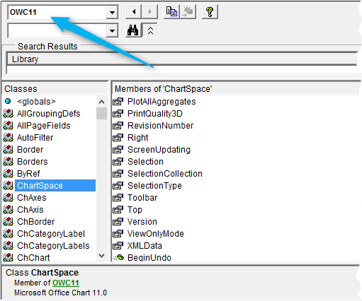 VBA Objektkatalog mit Office Web Components ChartSpace-Object 