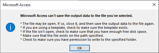 Screenshot of the error message for a PDF/A export with TAB character. - Exactly as quoted above in the text.