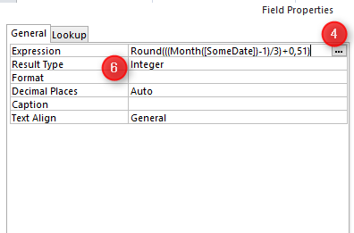 Step 4 and 6: Open Expression Builder / Select result type