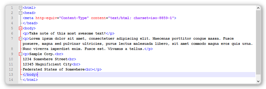 Einfacher HTML-Text für eine Emailnachricht