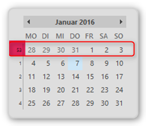 Kalenderwochen zum Jahreswechsel 2015-2016