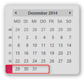 Kalenderwochen zum Jahreswechsel 2014-2015