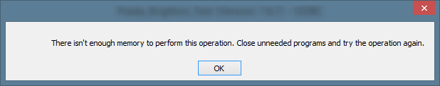 There isn't enough memory to perform this operation.