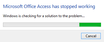 Access crashes with stopped working error message