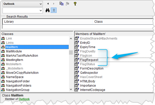 Outlook.MailItem Flag-Eigenschaften im VBA Object Browser