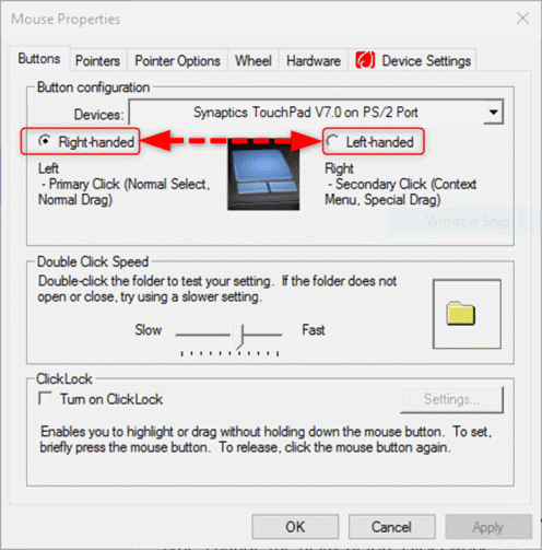 synaptics ps/2 port touchpad error